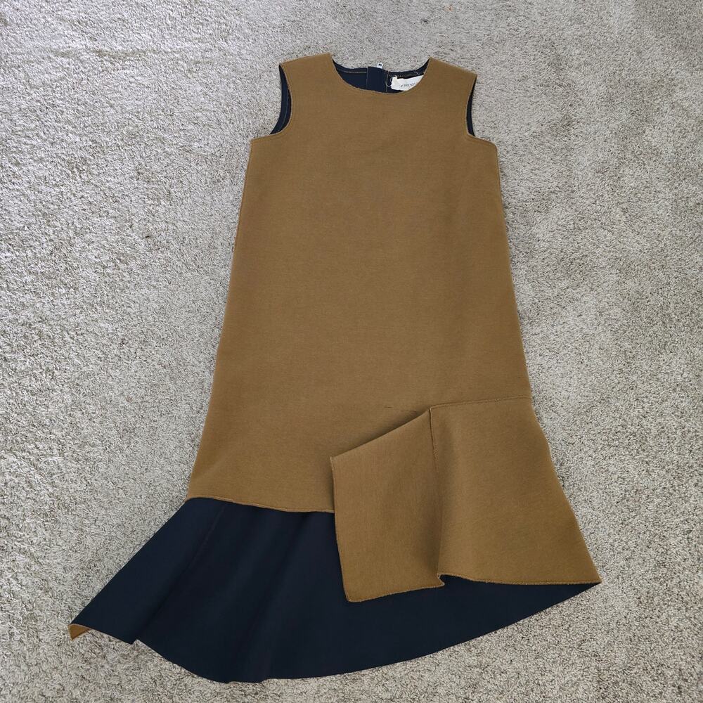 PortsPure Designer Wool Blend Colorblock Dress Asymmetrical Midi Minimalist Luxe - Picture 9 of 16
